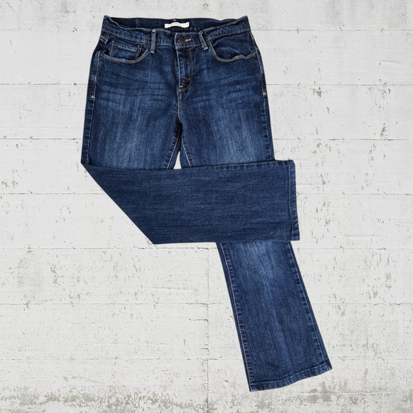 Levi's 515 Dark Wash Mid Rise Classic Western Bootcut Flare Denim Jeans Size 8 - Picture 1 of 7